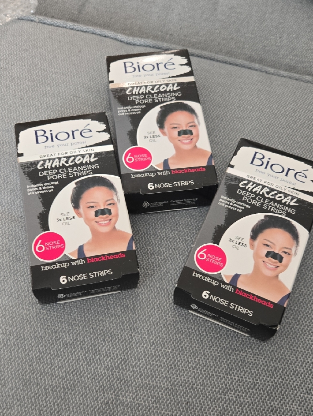 3 Sets Charcoal Deep Cleansing Pore Strips - Black (6 Nose Strips)